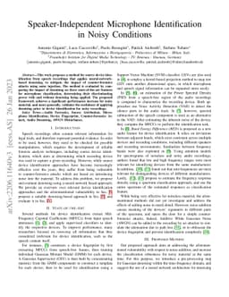 Speaker-Independent Microphone Identification in Noisy Conditions