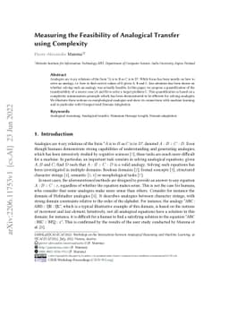 Measuring the Feasibility of Analogical Transfer using Complexity