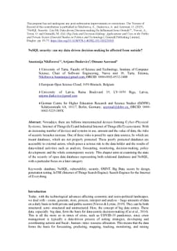 NoSQL security: can my data-driven decision-making be influenced from
  outside?