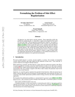 Formalizing the Problem of Side Effect Regularization