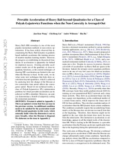 Provable Acceleration of Heavy Ball beyond Quadratics for a Class of
  Polyak-Łojasiewicz Functions when the Non-Convexity is Averaged-Out