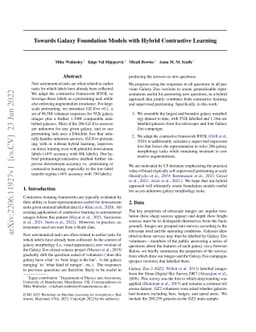 Towards Galaxy Foundation Models with Hybrid Contrastive Learning