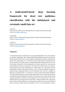 A multi-model-based deep learning framework for short text multiclass
  classification with the imbalanced and extremely small data set