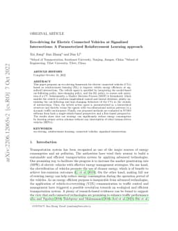 Eco-driving for Electric Connected Vehicles at Signalized Intersections:
  A Parameterized Reinforcement Learning approach