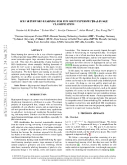 Self Supervised Learning for Few Shot Hyperspectral Image Classification