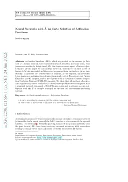 Neural Networks with A La Carte Selection of Activation Functions