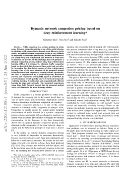 Dynamic network congestion pricing based on deep reinforcement learning