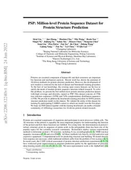 PSP: Million-level Protein Sequence Dataset for Protein Structure
  Prediction