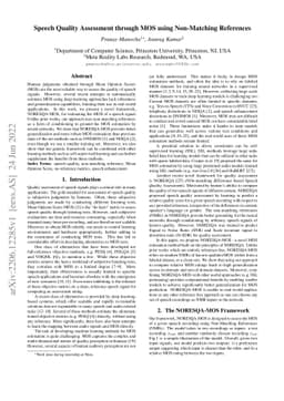 Speech Quality Assessment through MOS using Non-Matching References