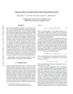 Mixed Sample Augmentation for Online Distillation