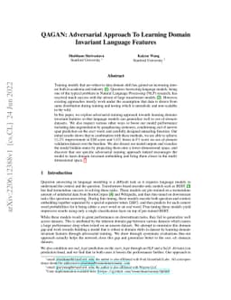 QAGAN: Adversarial Approach To Learning Domain Invariant Language
  Features