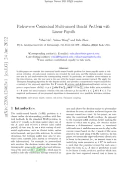 Risk-averse Contextual Multi-armed Bandit Problem with Linear Payoffs
