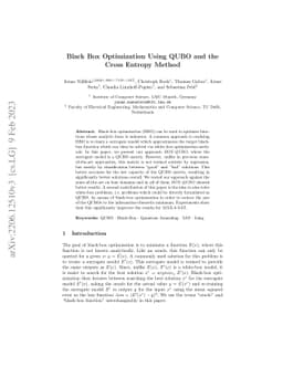 Black Box Optimization Using QUBO and the Cross Entropy Method