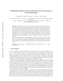 Mitigating sampling bias in risk-based active learning via an EM
  algorithm