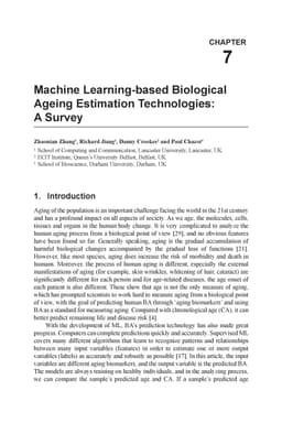 Machine Learning-based Biological Ageing Estimation Technologies: A
  Survey