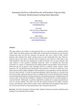Estimating Link Flows in Road Networks with Synthetic Trajectory Data
  Generation: Reinforcement Learning-based Approaches