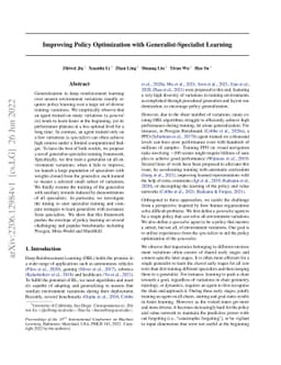 Improving Policy Optimization with Generalist-Specialist Learning