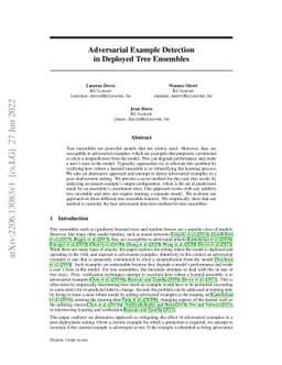 Adversarial Example Detection in Deployed Tree Ensembles