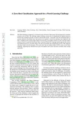 A Zero-Shot Classification Approach for a Word-Guessing Challenge