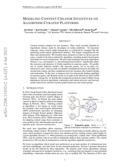 Modeling Content Creator Incentives on Algorithm-Curated Platforms