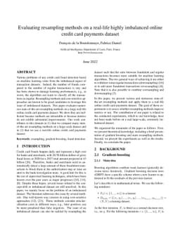 Evaluating resampling methods on a real-life highly imbalanced online
  credit card payments dataset