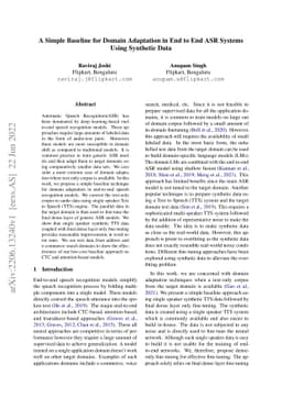 A Simple Baseline for Domain Adaptation in End to End ASR Systems Using
  Synthetic Data