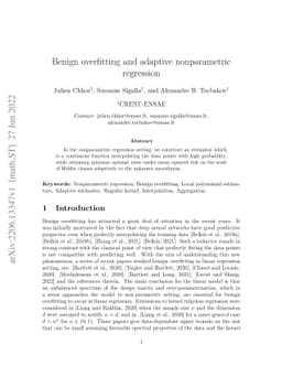 Benign overfitting and adaptive nonparametric regression