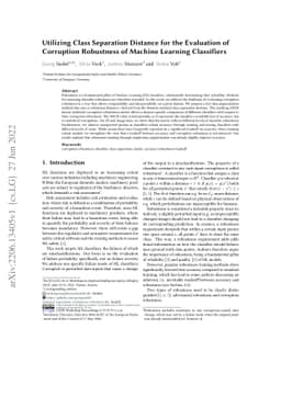 Utilizing Class Separation Distance for the Evaluation of Corruption
  Robustness of Machine Learning Classifiers
