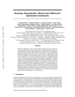 Benchopt: Reproducible, efficient and collaborative optimization
  benchmarks