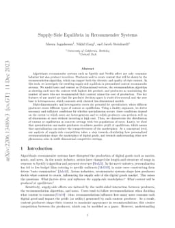 Supply-Side Equilibria in Recommender Systems