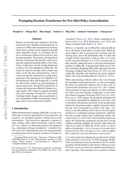 Prompting Decision Transformer for Few-Shot Policy Generalization