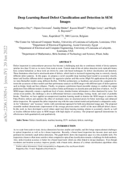 Deep Learning-Based Defect Classification and Detection in SEM Images