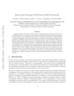 Supervised Learning with General Risk Functionals