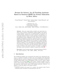Kwame for Science: An AI Teaching Assistant Based on Sentence-BERT for
  Science Education in West Africa