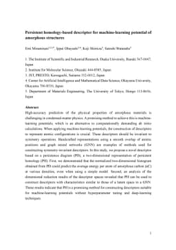 Persistent homology-based descriptor for machine-learning potential of
  amorphous structures