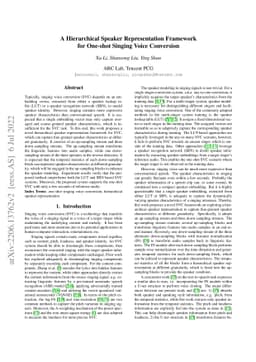 A Hierarchical Speaker Representation Framework for One-shot Singing
  Voice Conversion