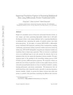 Improving Correlation Capture in Generating Imbalanced Data using
  Differentially Private Conditional GANs