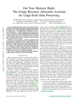 Get Your Memory Right: The Crispy Resource Allocation Assistant for
  Large-Scale Data Processing