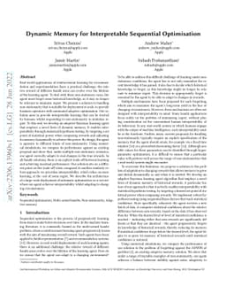 Dynamic Memory for Interpretable Sequential Optimisation