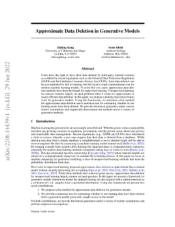 Approximate Data Deletion in Generative Models