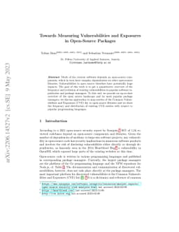 Towards Measuring Vulnerabilities and Exposures in Open-Source Packages