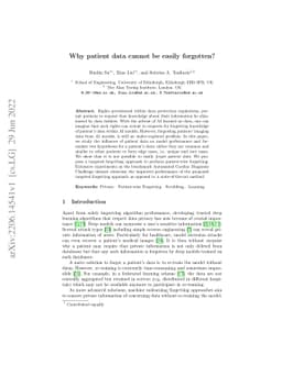 Why patient data cannot be easily forgotten?