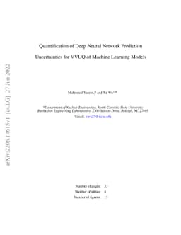 Quantification of Deep Neural Network Prediction Uncertainties for VVUQ
  of Machine Learning Models