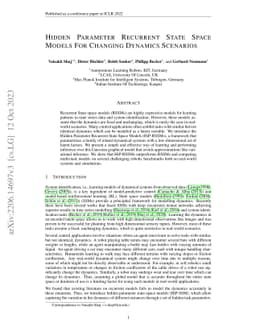 Hidden Parameter Recurrent State Space Models For Changing Dynamics
  Scenarios