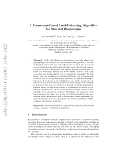 A Consensus-Based Load-Balancing Algorithm for Sharded Blockchains