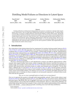 Distilling Model Failures as Directions in Latent Space