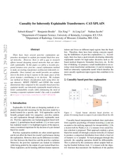 Causality for Inherently Explainable Transformers: CAT-XPLAIN