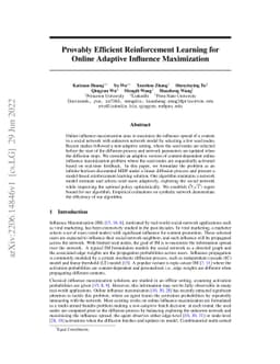 Provably Efficient Reinforcement Learning for Online Adaptive Influence
  Maximization