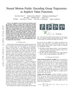 Neural Motion Fields: Encoding Grasp Trajectories as Implicit Value
  Functions