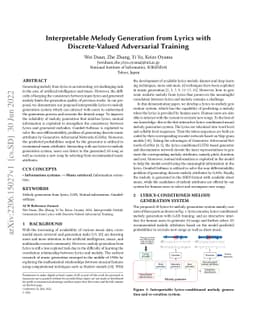 Interpretable Melody Generation from Lyrics with Discrete-Valued
  Adversarial Training